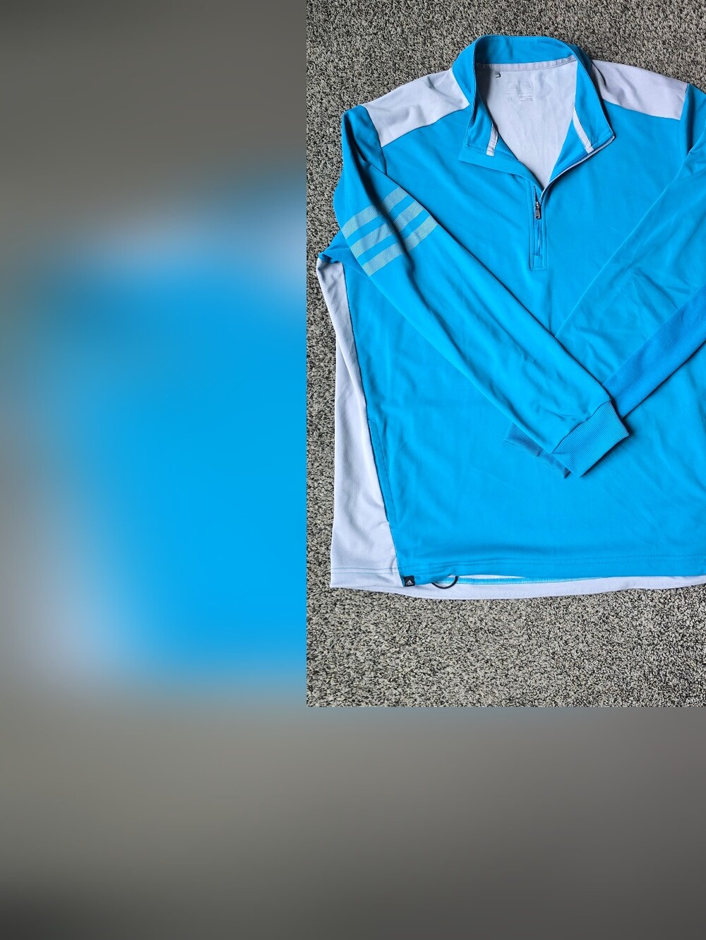 Men's adidas Turquoise Quarter-Zip Top with White Trim